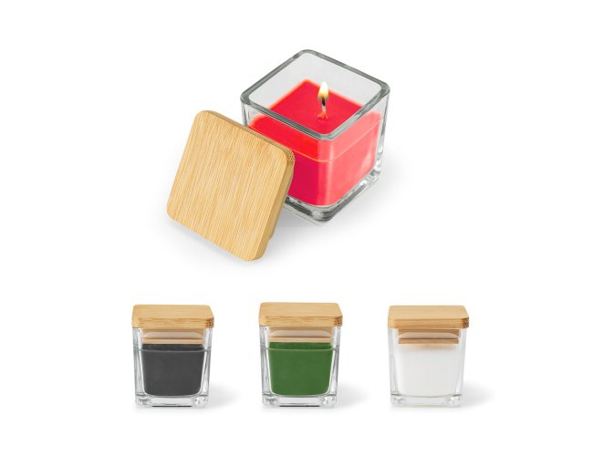 Vela Arom�tica de 50g em Copo de Vidro com Tampa em Bambu SP95096 (MB11480)