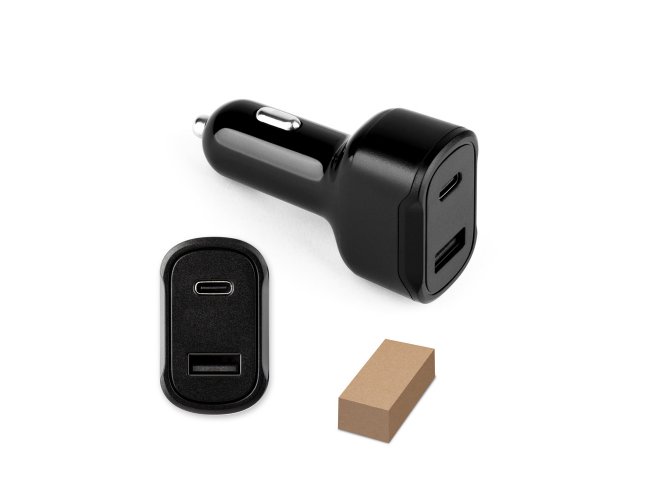 Adaptador de Isqueiro com Porta USB-A 18W e USB-C 20W em 100% ABS Reciclado SP97189 (MB12100)