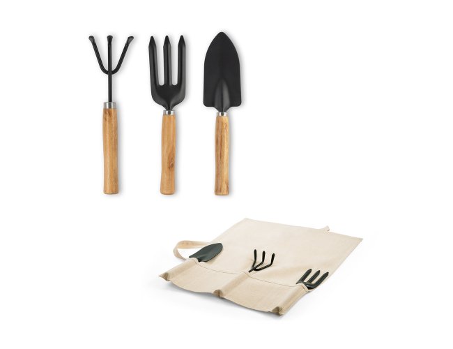 Conjunto de Jardinagem com 3 Ferramentas em Metal e Madeira de Eucalipto SP98129 (MB12070)