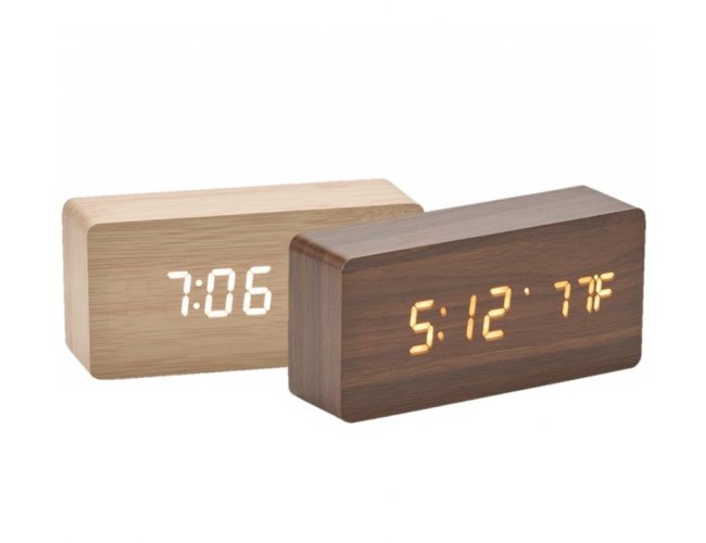 Relógio Despertador de Madeira Com Painel LED XB18563B (MB14358)