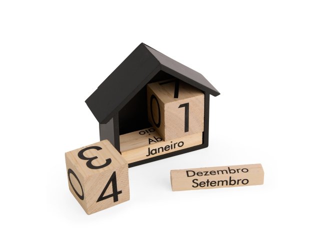 Calendário Permanente Madeira 12,7x5,5x14,6cm XB15394 (MB12023)