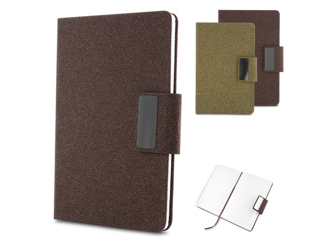 Caderno em PU e Fibra de Caf ou Ch C/Pauta 20,7x13,2cm AICAD440 (MB11455+14)